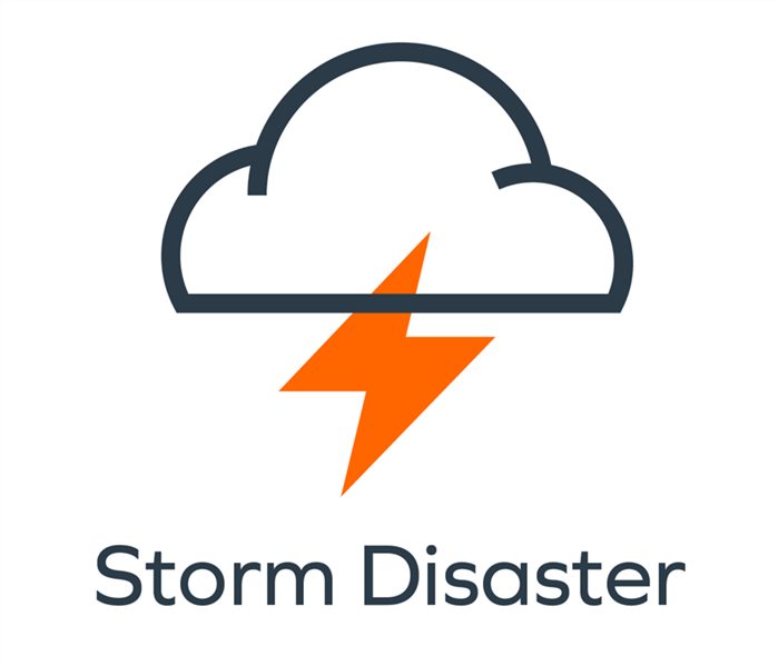 storm disaster icon, cloud with lightning bolt